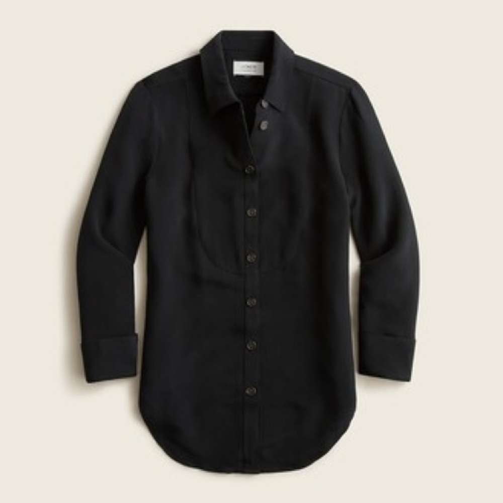 J.Crew Collection black silk tuxedo tunic size 14